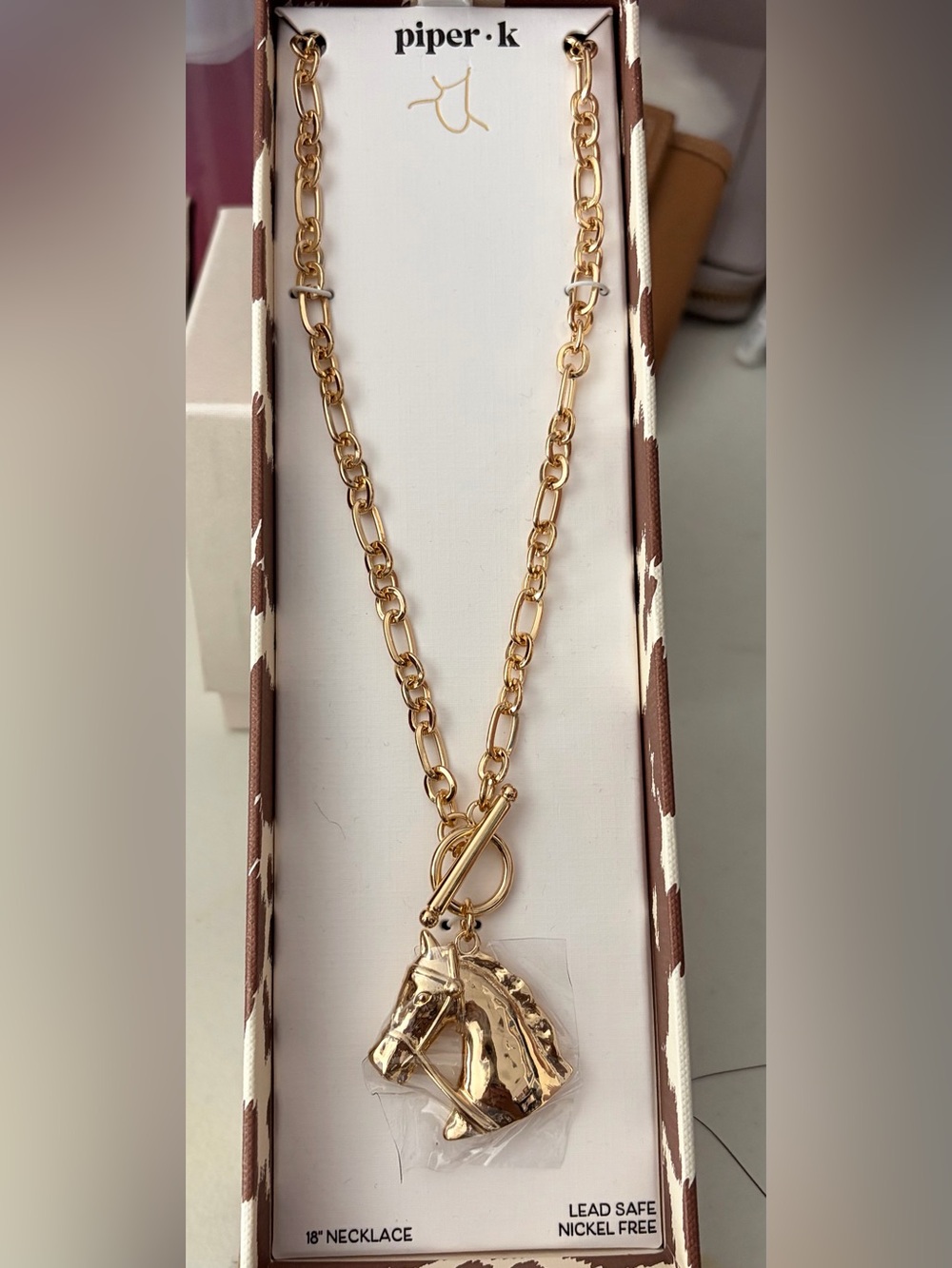 Piper Gold Horse Head Toggle Chain Necklace